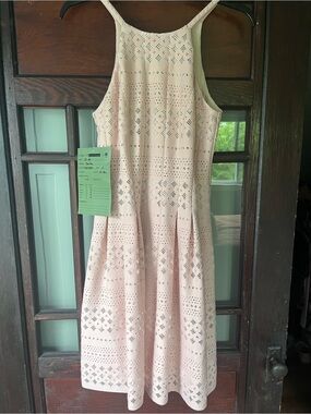 Johnston & Murphy Blush Pink Eyelet Midi Dress